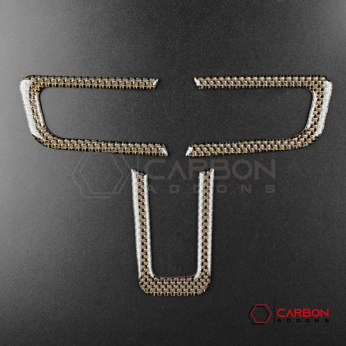 Reflective Carbon Fiber Steering Wheel Chrome Trim Overlay for 2015–2023 Ford Mustang