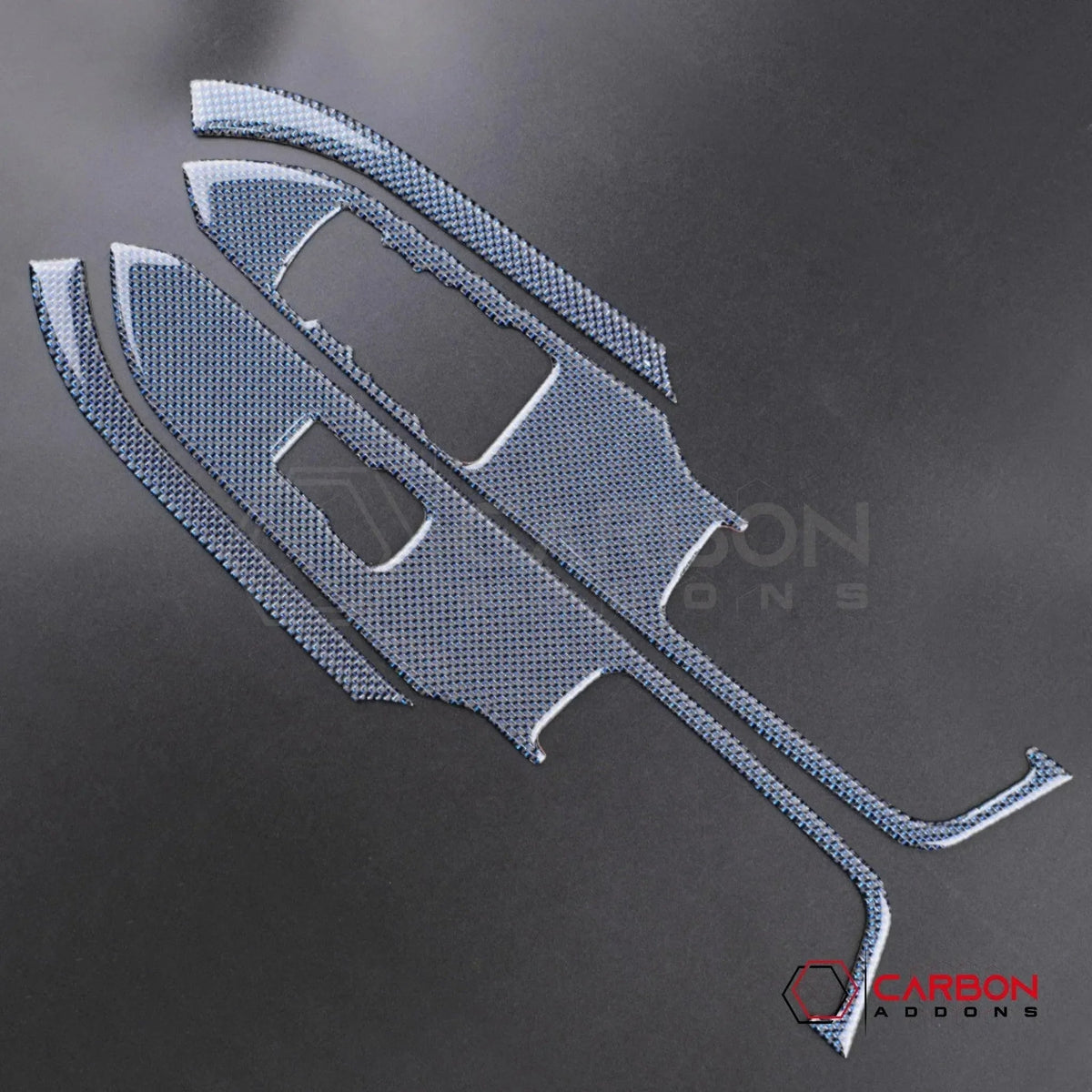 Reflective Carbon Fiber Window Switch Trim Overlay for 2015–2023 Ford Mustang
