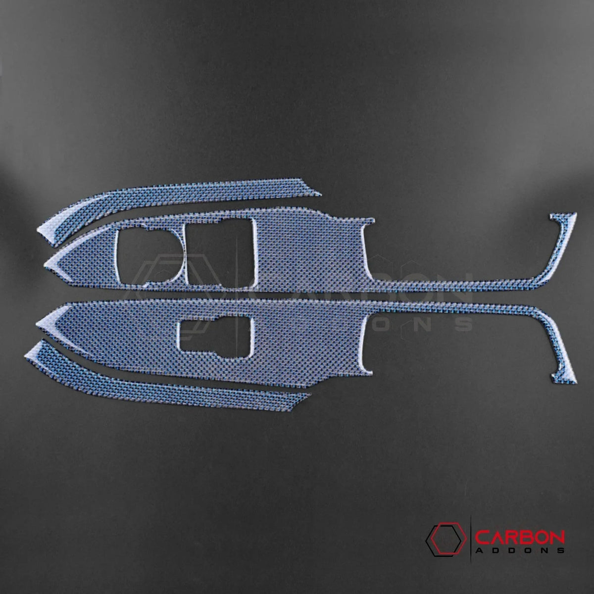 Reflective Carbon Fiber Window Switch Trim Overlay for 2015–2023 Ford Mustang