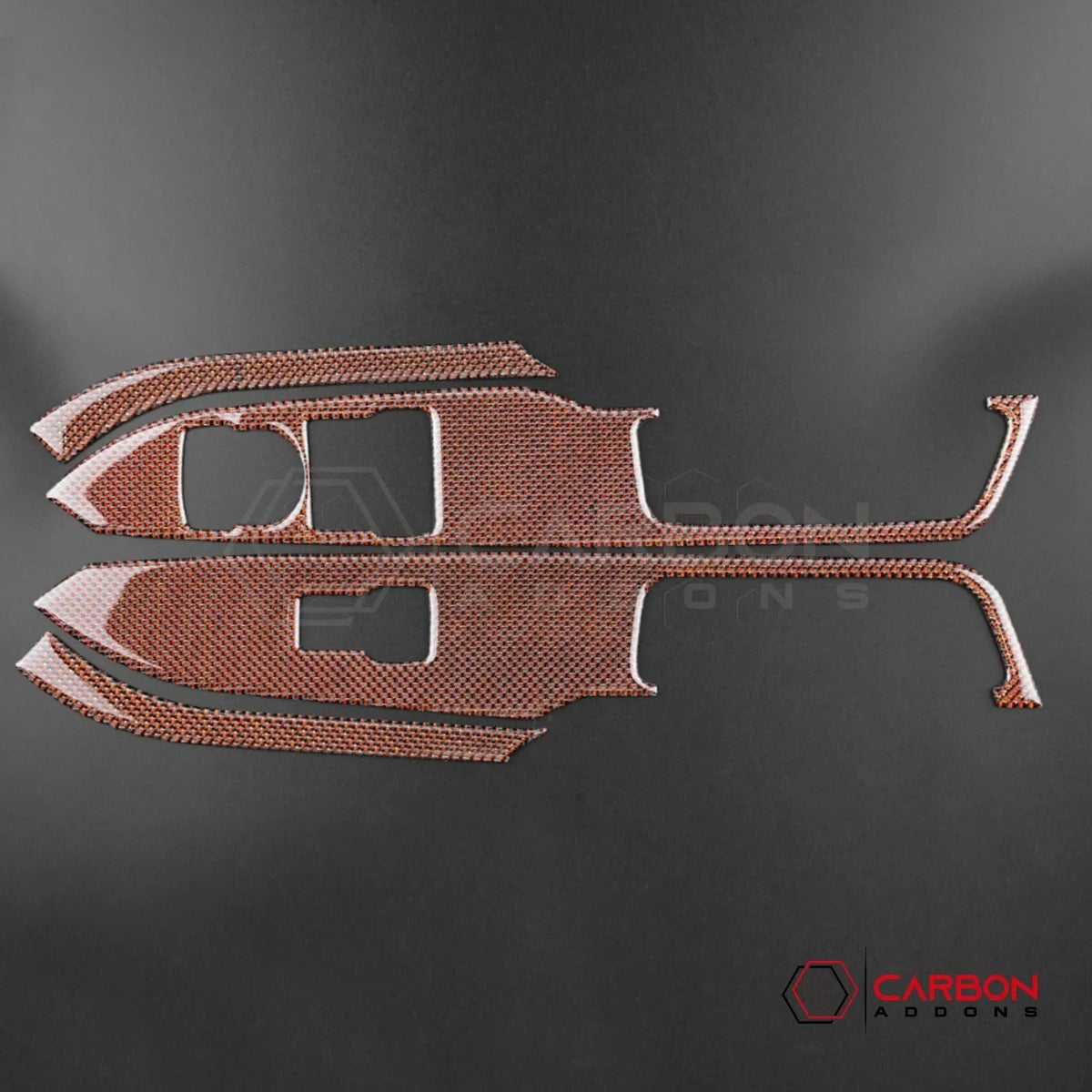 Reflective Carbon Fiber Window Switch Trim Overlay for 2015–2023 Ford Mustang