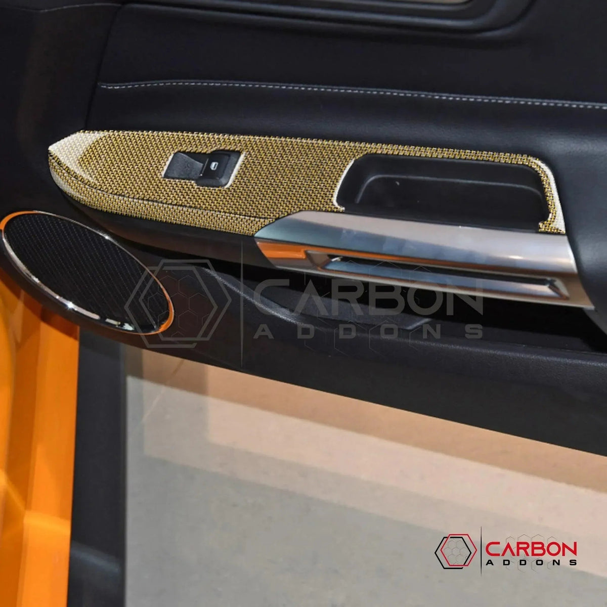 Reflective Carbon Fiber Window Switch Trim Overlay for 2015–2023 Ford Mustang