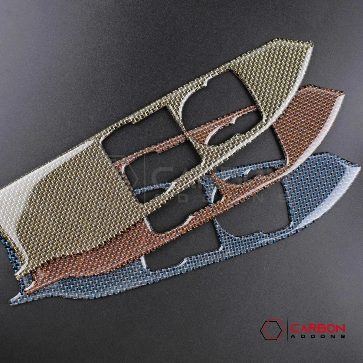 Reflective Carbon Fiber Window Switch Trim Overlay for 2015–2023 Ford Mustang