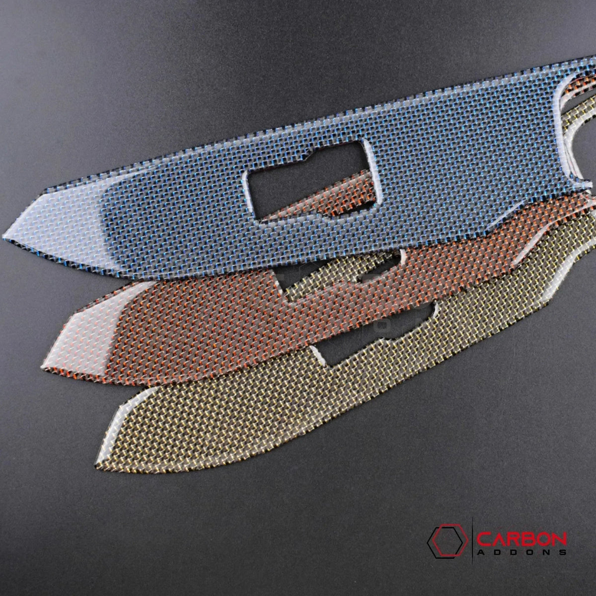 Reflective Carbon Fiber Window Switch Trim Overlay for 2015–2023 Ford Mustang