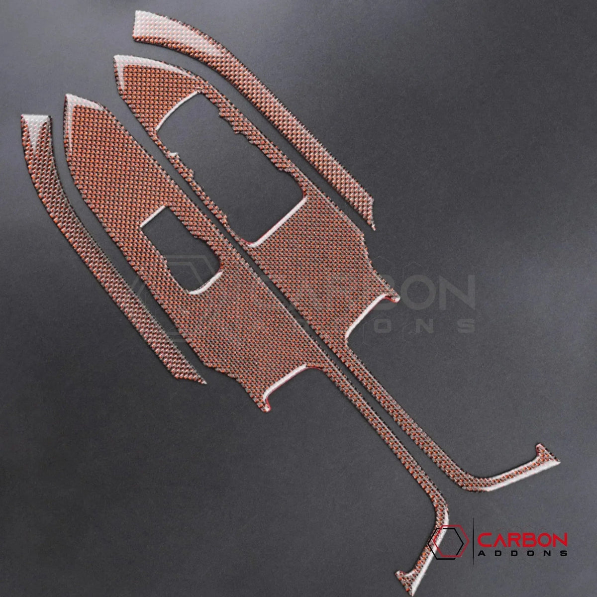 Reflective Carbon Fiber Window Switch Trim Overlay for 2015–2023 Ford Mustang