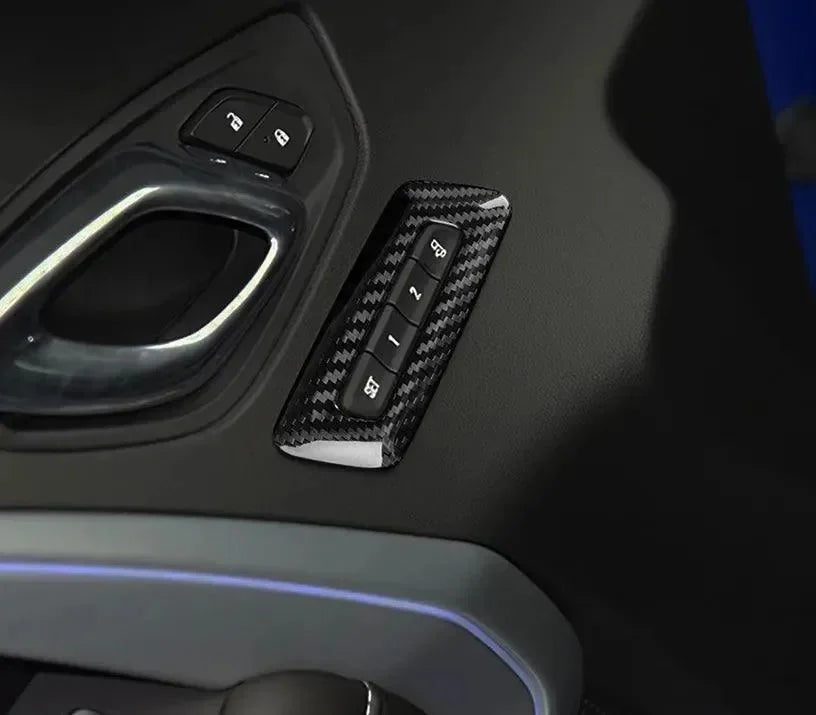 2016-2024 Camaro Real Carbon Fiber Memory Seat Button Trim Cover