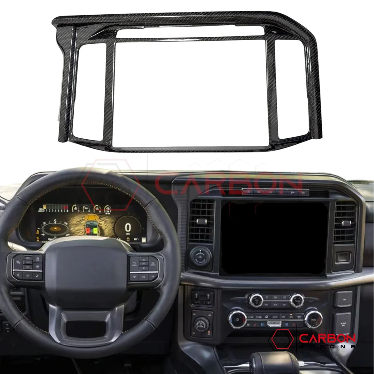 Real Carbon Fiber Infotainment Screen Trim Cover for 2025+ Ford F-150 & Raptor