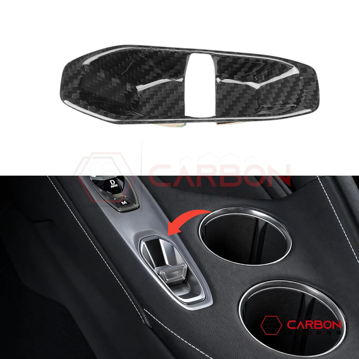 2026+ C8 Corvette Gear Selector Inner Frame Real Carbon Fiber Trim Cover