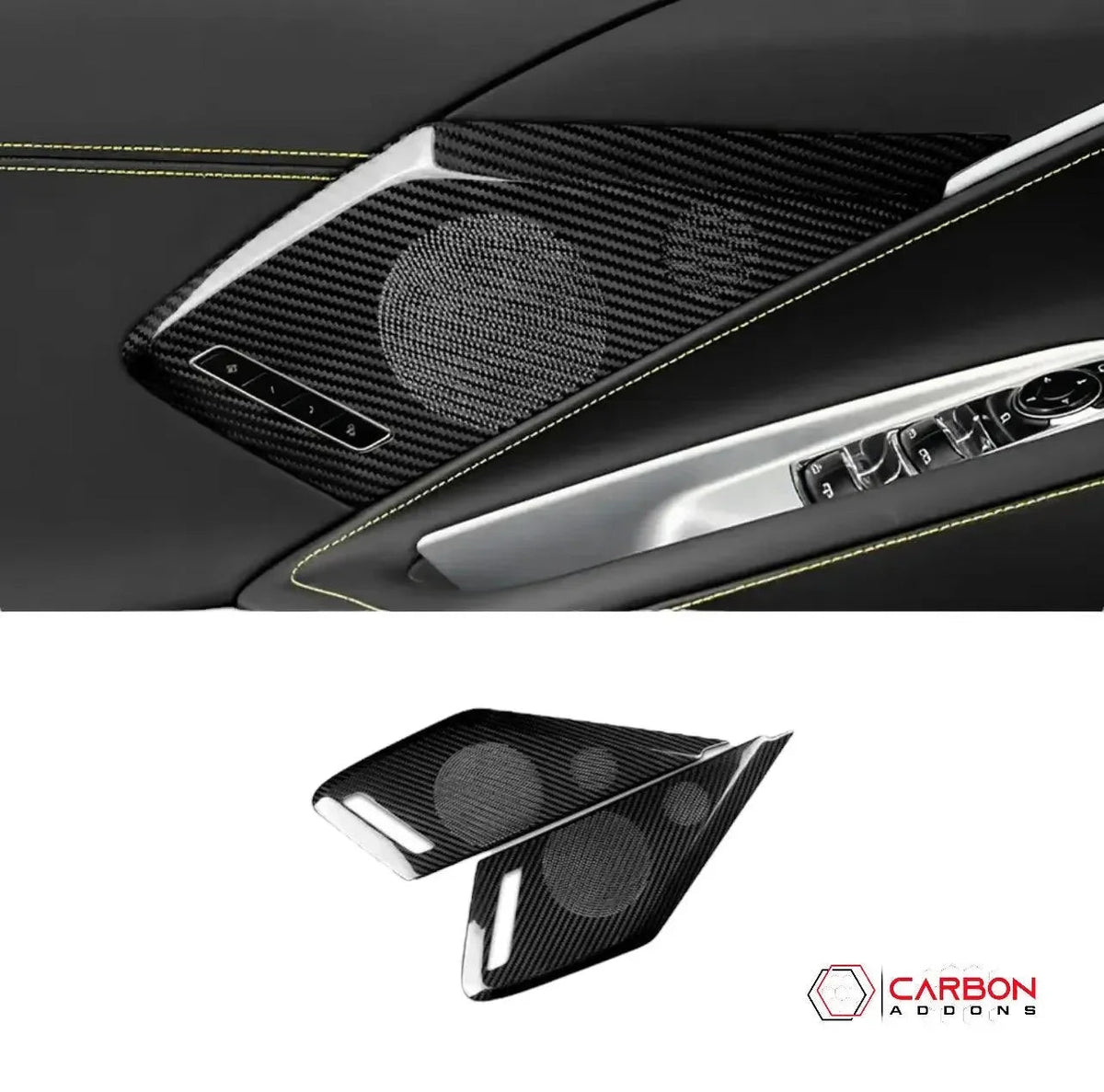C8 Corvette Real Carbon Fiber Door Speaker Trim Covers | Interior Upgrade (2020–2027)