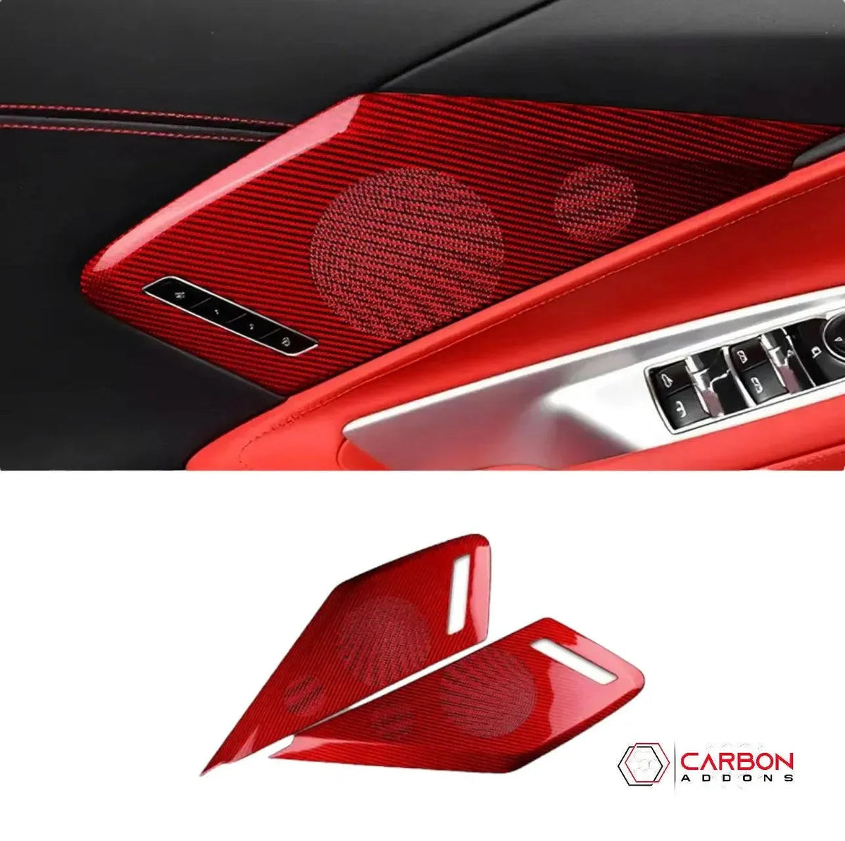 C8 Corvette Real Carbon Fiber Door Speaker Trim Covers | Interior Upgrade (2020–2027)
