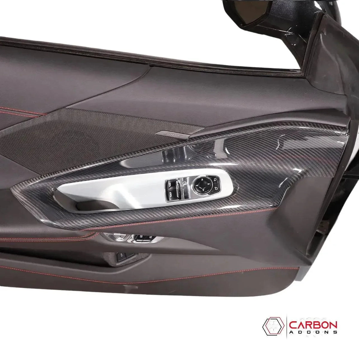 C8 Corvette Real Carbon Fiber Window Switch Outer Trim Panel Frame Covers | Interior Upgrade (2020–2025)