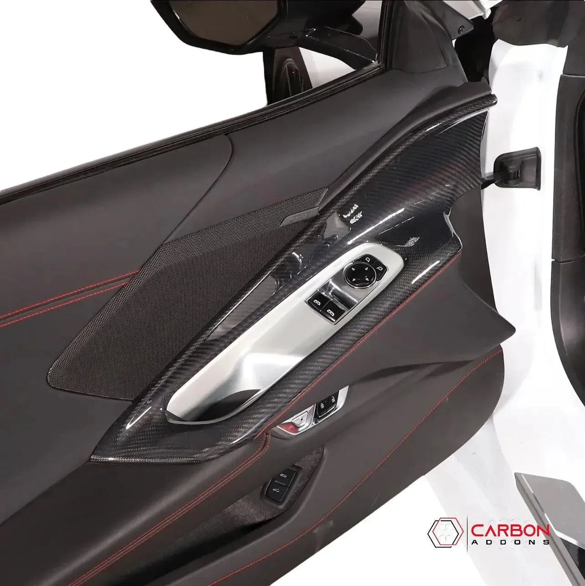 C8 Corvette Real Carbon Fiber Window Switch Outer Trim Panel Frame Covers | Interior Upgrade (2020–2025)