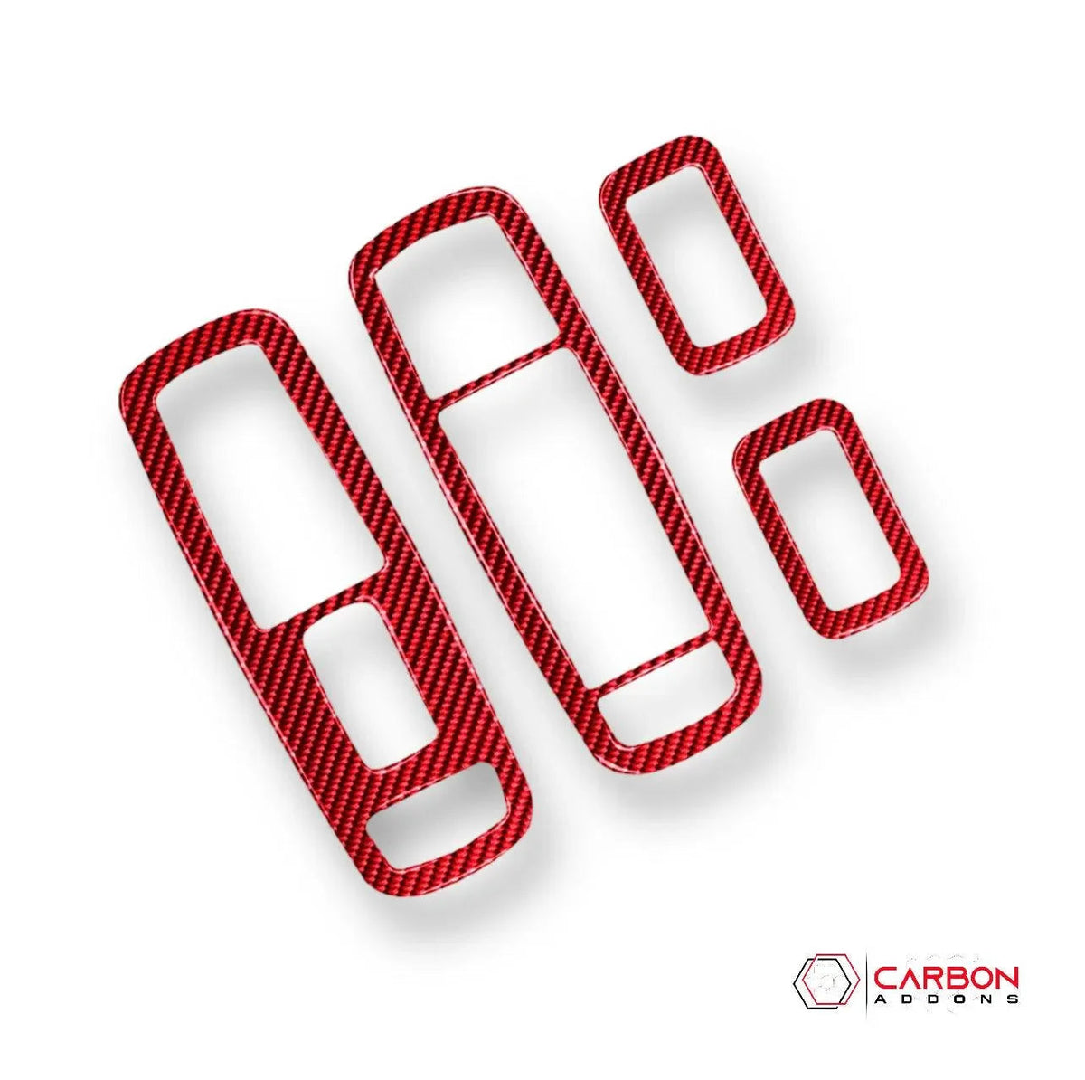 [4pcs] Real Carbon Fiber Window Switch Trim Overlay for 2011+ Dodge Durango
