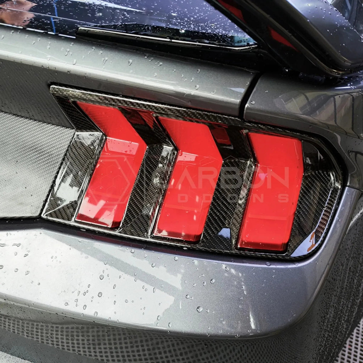 Real Carbon Fiber Taillight Trim Covers for 2024+ Ford Mustang