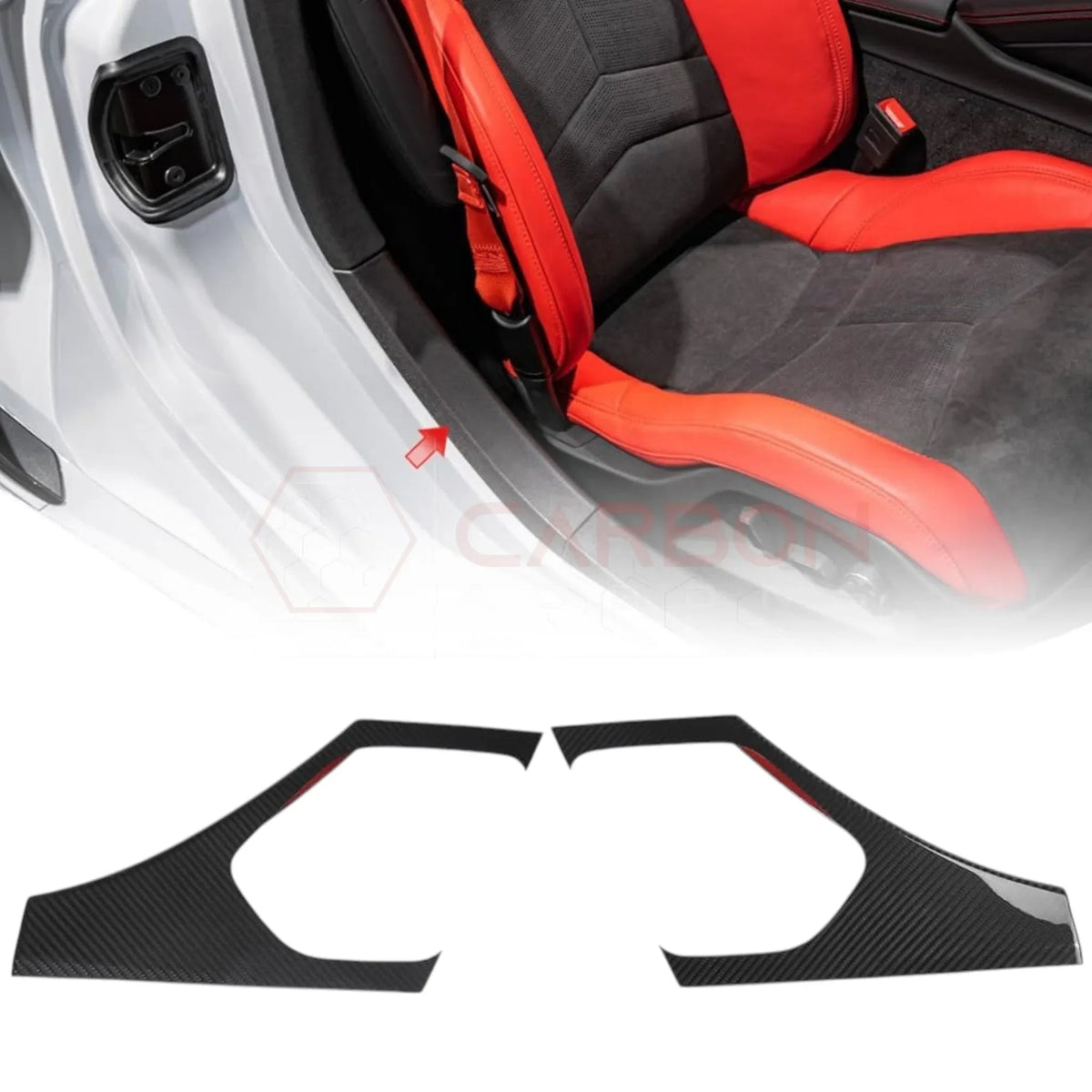 C8 Corvette Real Carbon Fiber Rear Door Sill Panel Covers | Interior Upgrade (2020-2027)