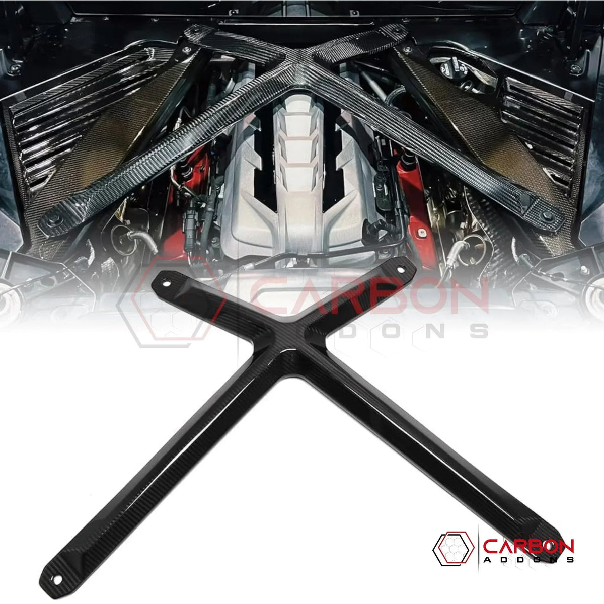 C8 Corvette Carbon Fiber Engine Bay X-Brace | Coupe Stingray Z51 (2020–2027)
