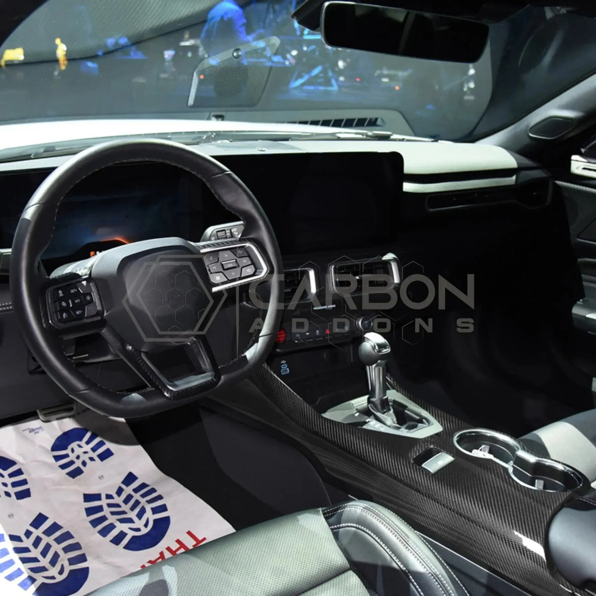 Real Carbon Fiber Center Console Trim Cover for 2024+ Ford Mustang