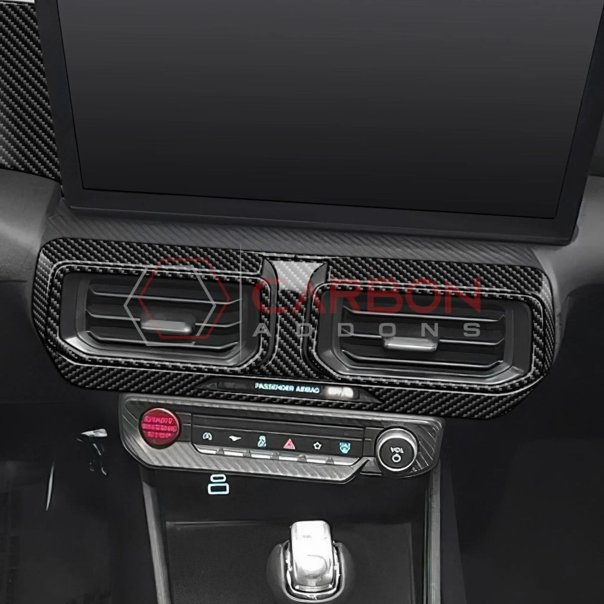 Real Carbon Fiber Center Dashboard A/C Vent Trim Overlays for 2024+ Ford Mustang
