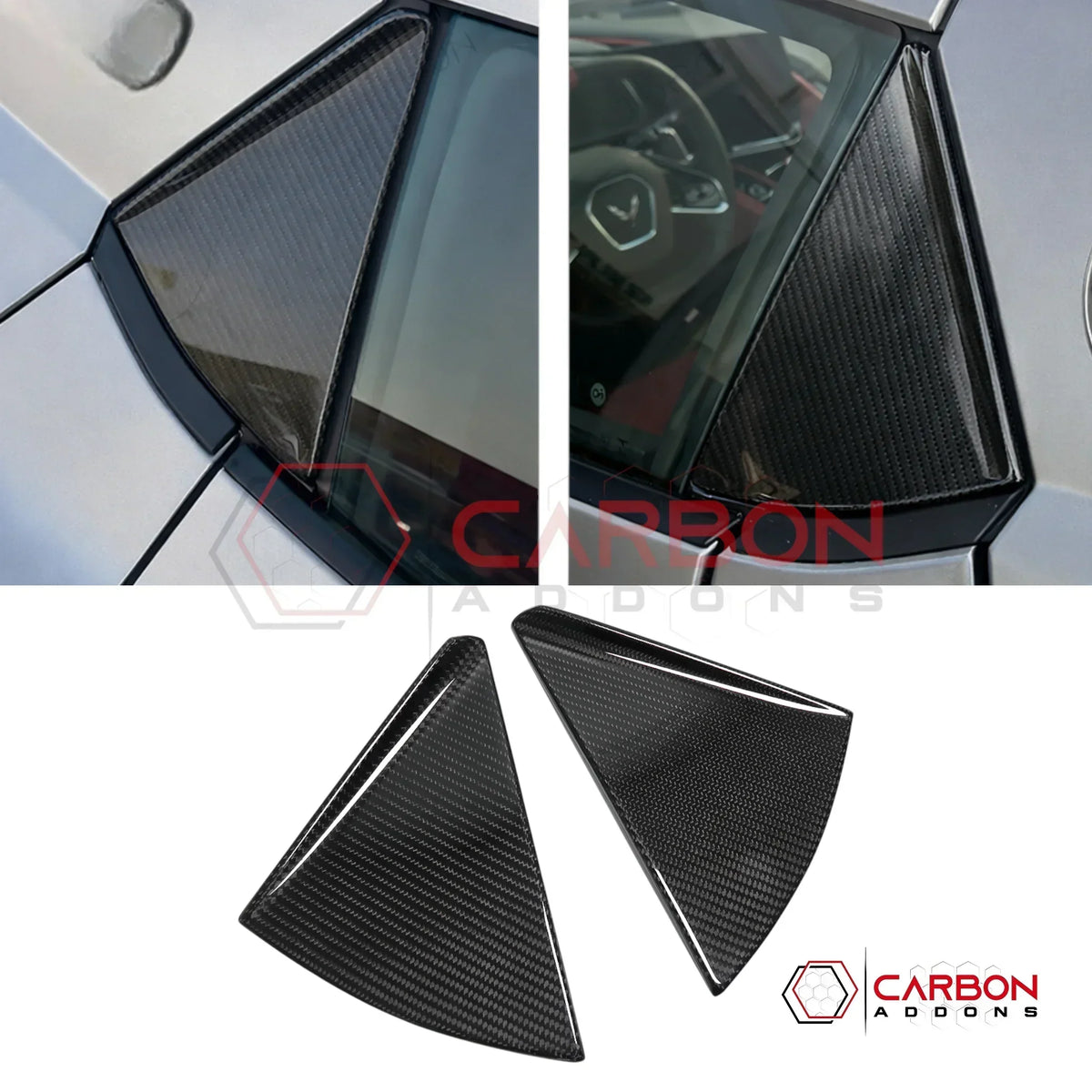 C8 Corvette Convertible Carbon Fiber B-Pillar Trim Covers | Exterior Upgrade (2020–2027)