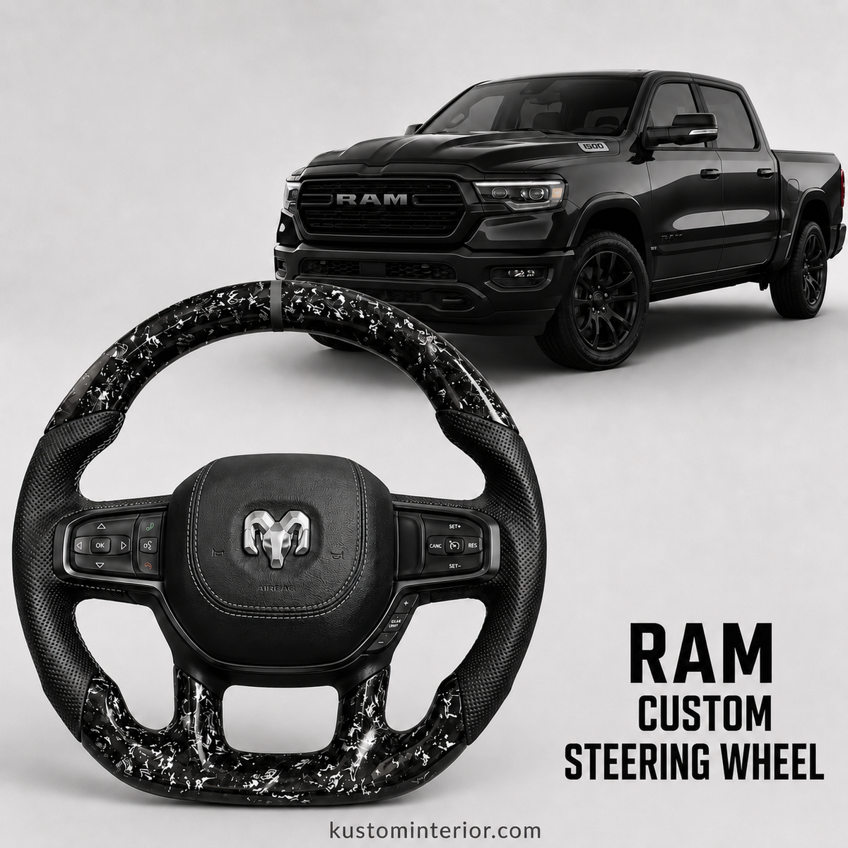Dodge Ram Carbon Fiber Steering Wheel (Custom Order)