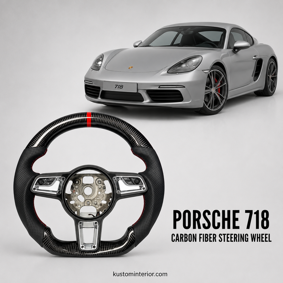 Porsche 718 Carbon Fiber Steering Wheel (Custom Order)