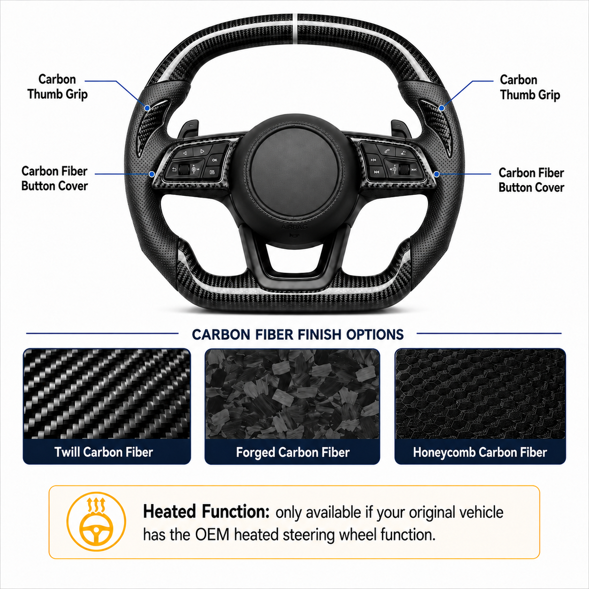 2019+ Jeep Gladiator Fiber Steering Wheel (Custom Order)