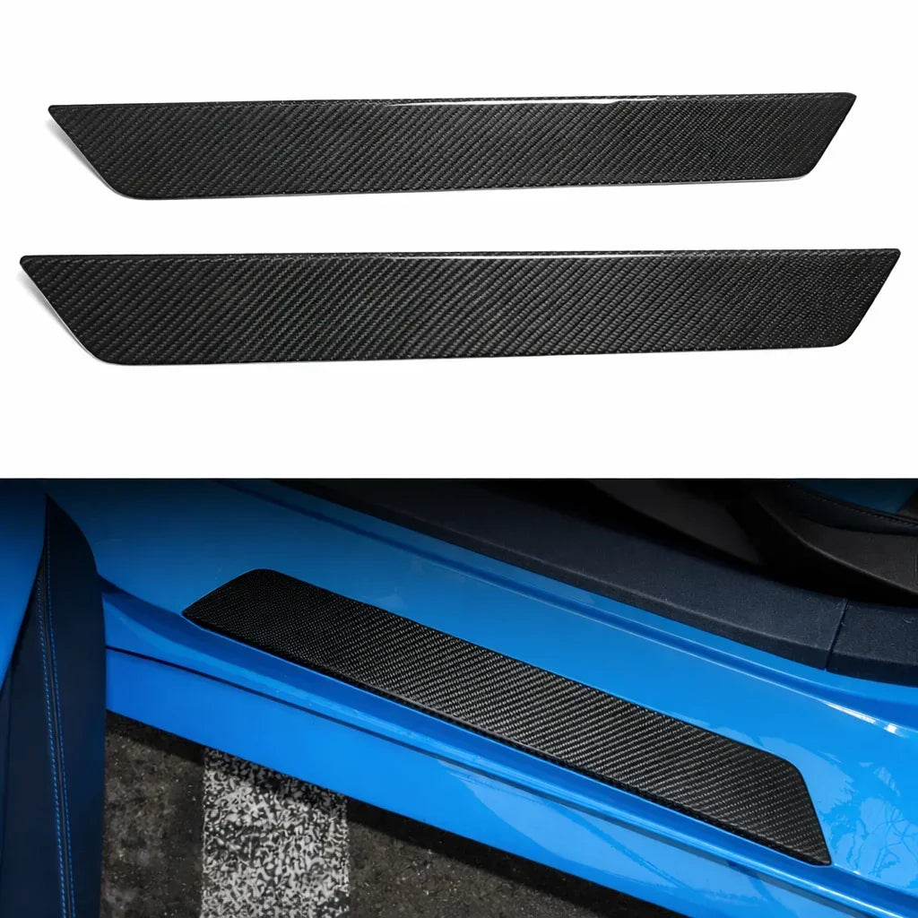 C8 Corvette Real Carbon Fiber Door Sill Plate Covers | Interior Upgrade (2020–2027)