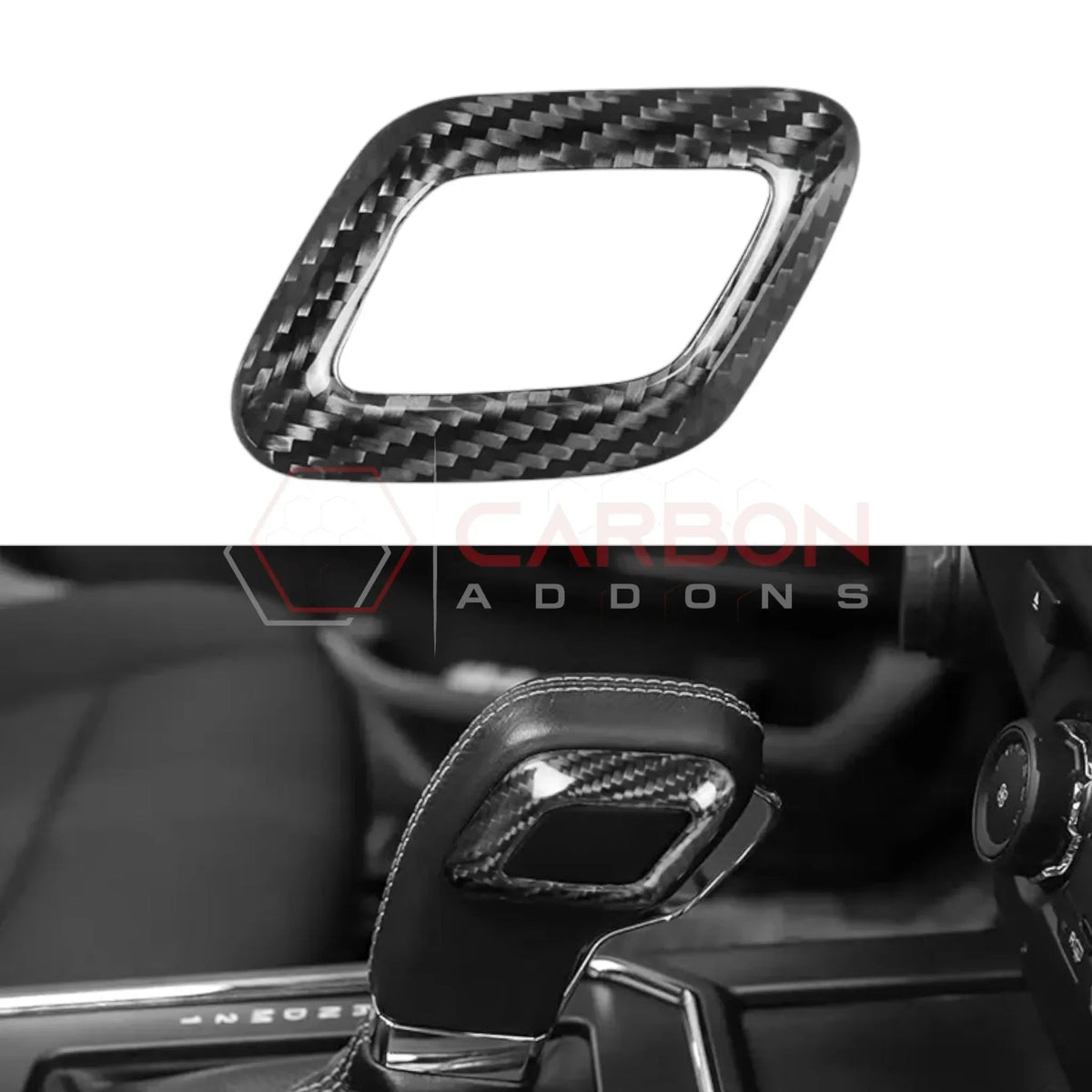 Shift Knob Chrome Trim Delete Carbon Fiber Cover For F150 2015-2020