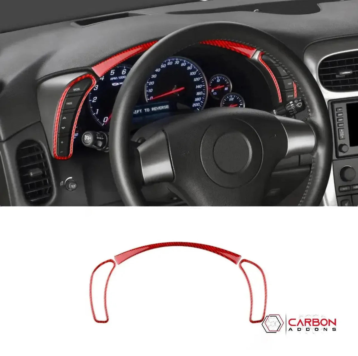 [3pcs] Real Carbon Fiber Gauge Cluster Surround Trim Overlay  | C6 2005-2013 Corvette