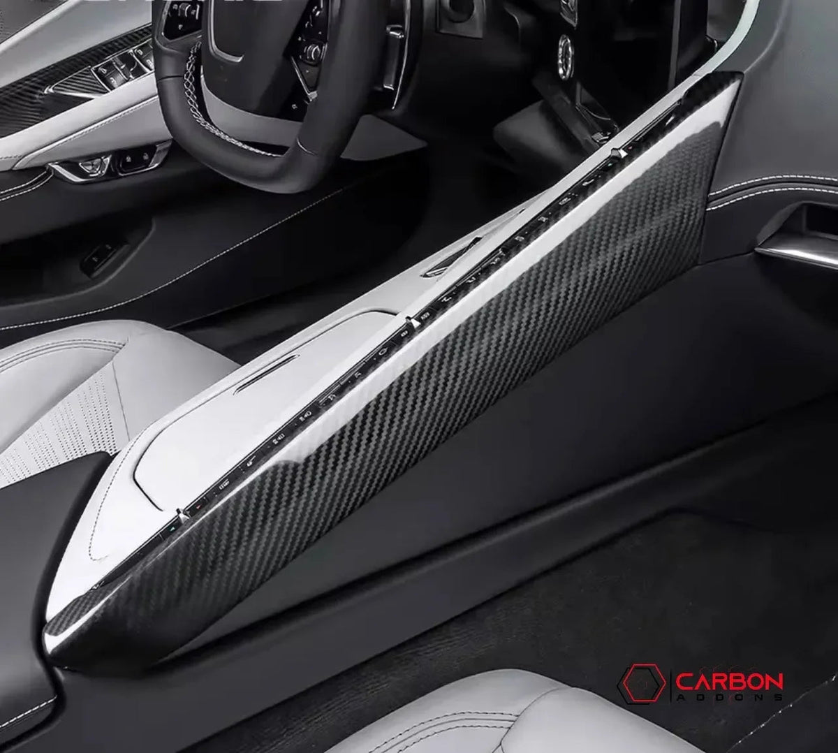 C8 Corvette Real Carbon Fiber Upper Right Center Console Cover (Passenger Side) | Interior Upgrade (2020–2025)