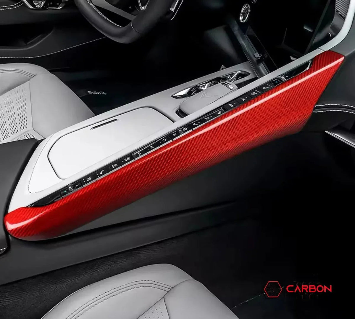 C8 Corvette Real Carbon Fiber Upper Right Center Console Cover (Passenger Side) | Interior Upgrade (2020–2025)