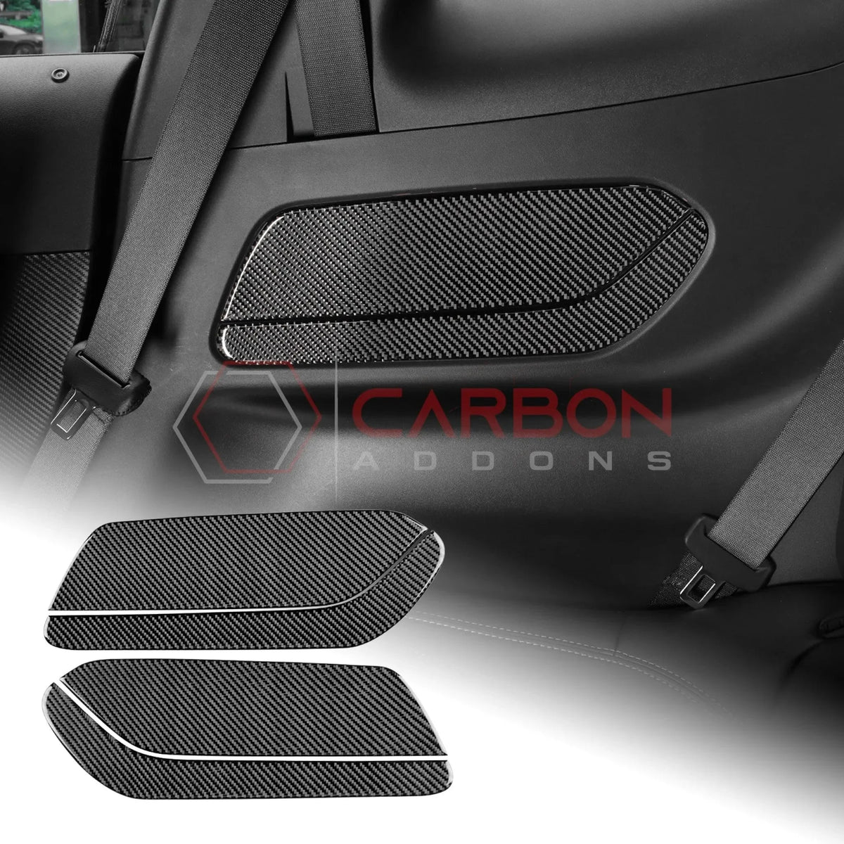 Real Carbon Fiber Rear Seat Side Panel Overlays for 2024+ Ford Mustang