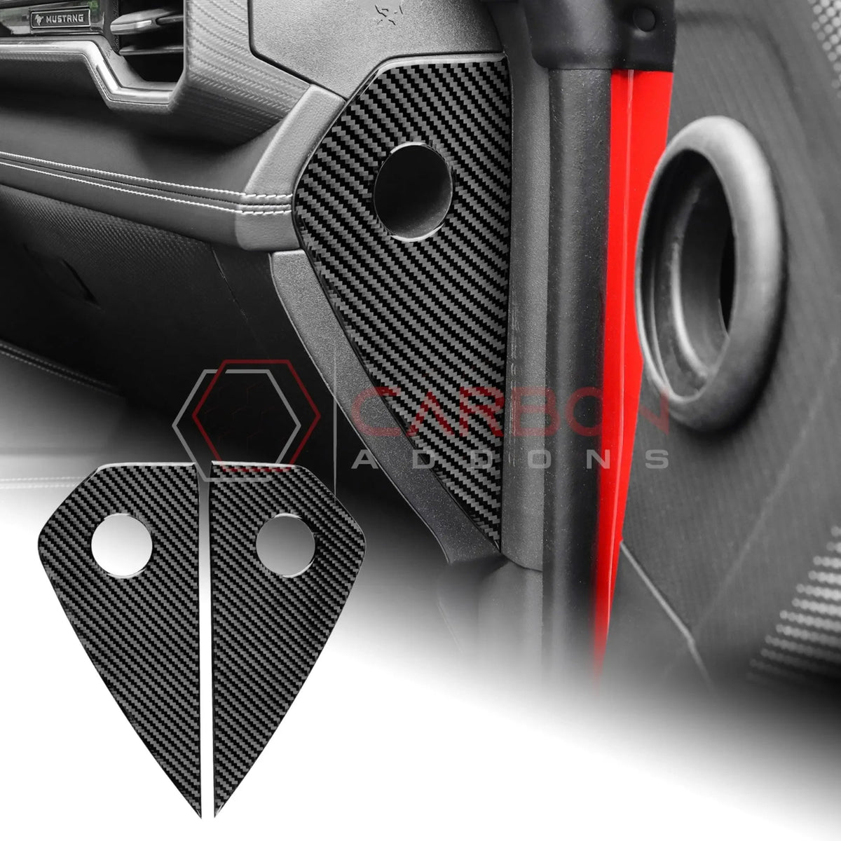 Real Carbon Fiber Dashboard Side Panel Trim Overlay for 2024+ Ford Mustang