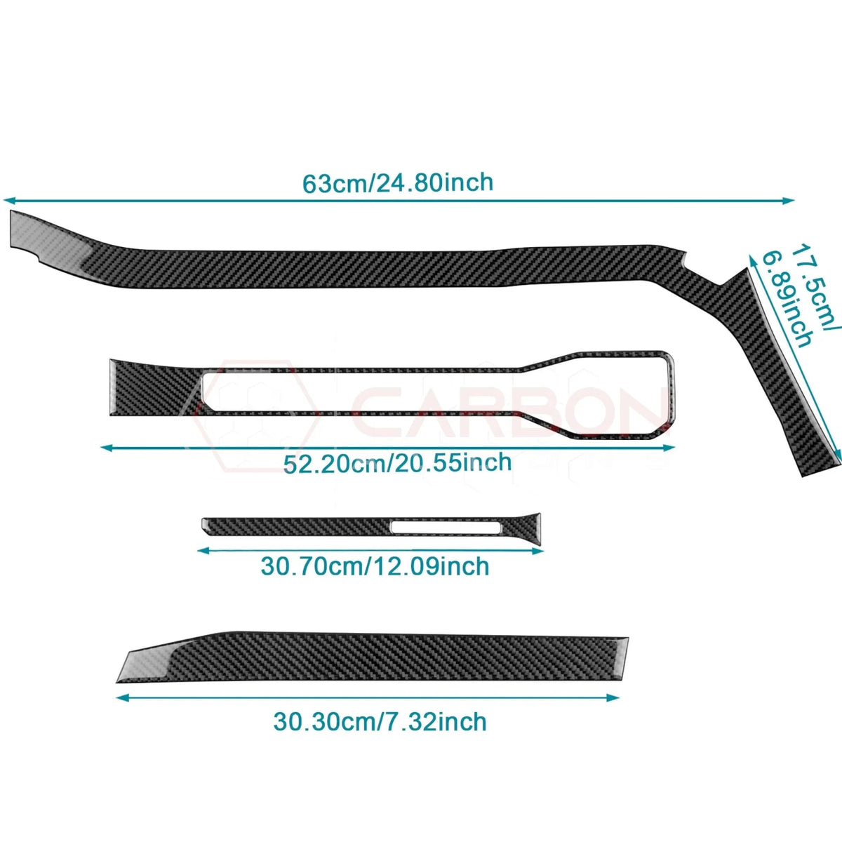 Real Carbon Fiber Passenger Side Dashboard Trim Overlays for 2024+ Ford Mustang