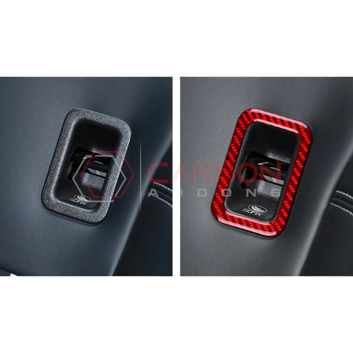 Real Carbon Fiber Rear Child Seat Anchor Trim Overlay for 2024+ Ford Mustang
