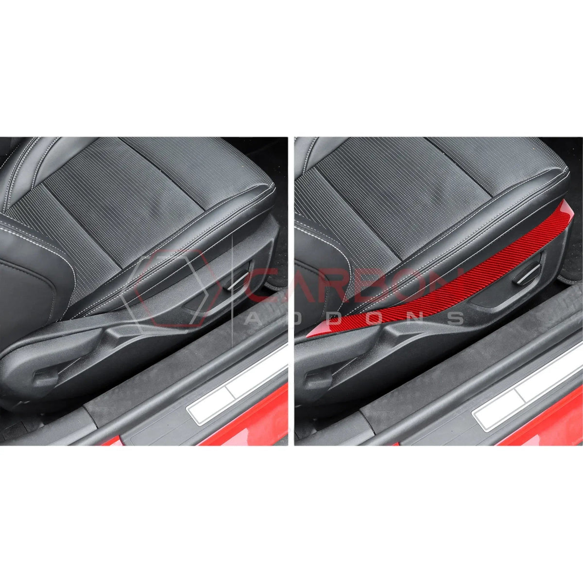 Real Carbon Fiber Seat Control Upper Trim Overlay for 2024+ Ford Mustang