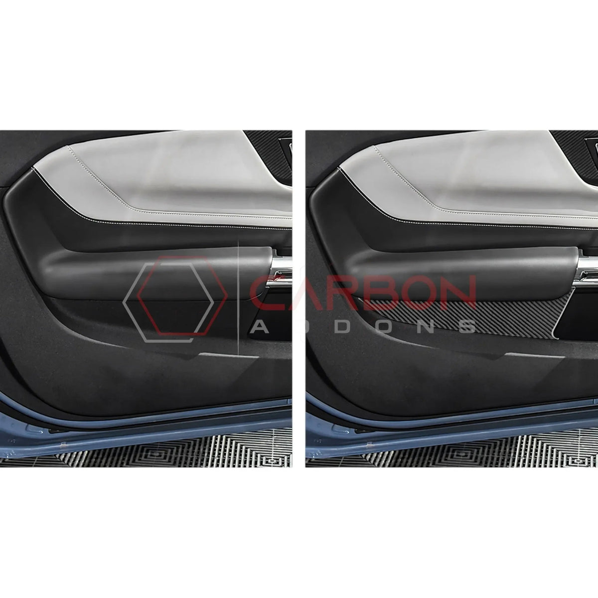 Real Carbon Fiber Lower Door Panel Trim Overlay for 2024+ Ford Mustang