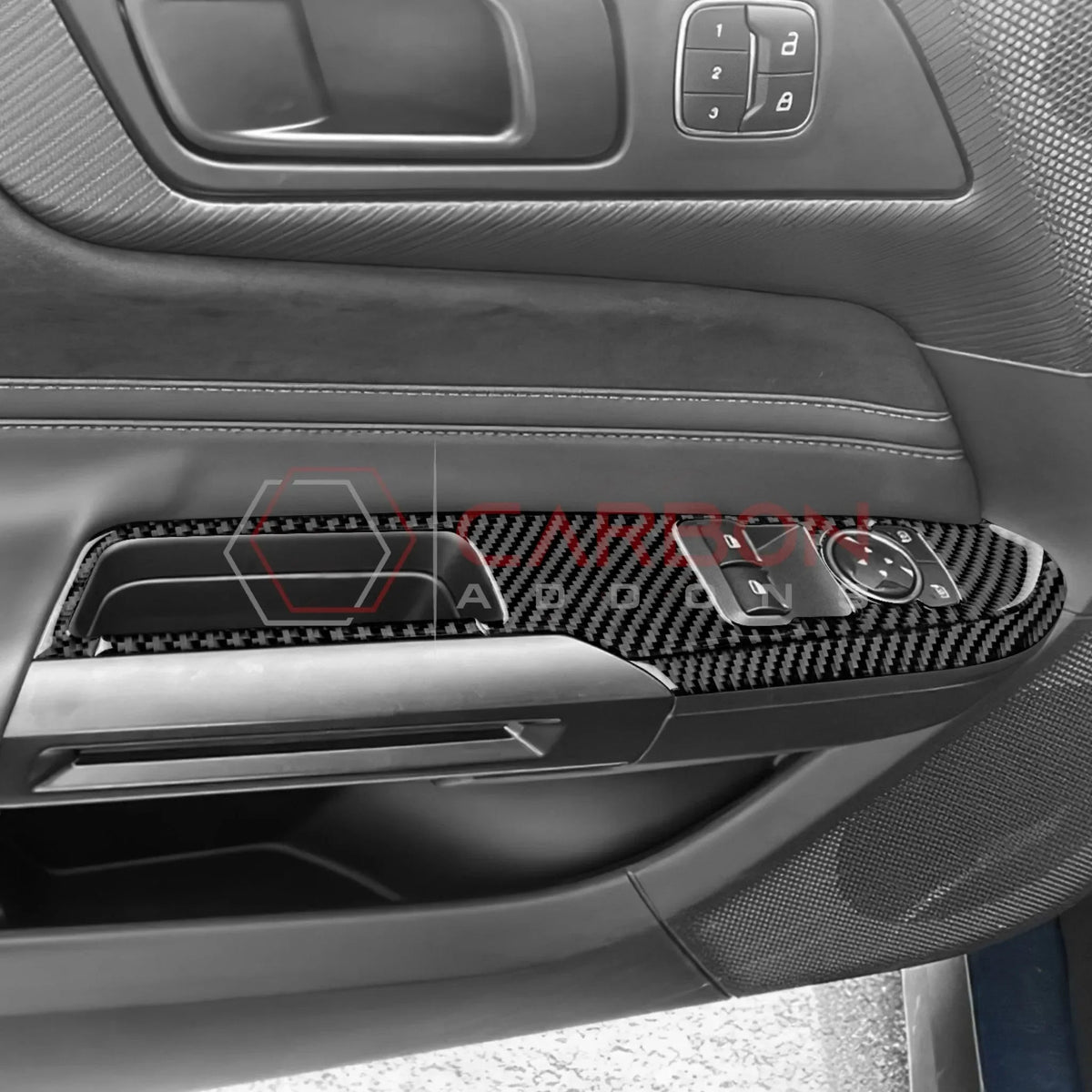 Real Carbon Fiber Window Switch Trim Overlay for 2024+ Ford Mustang