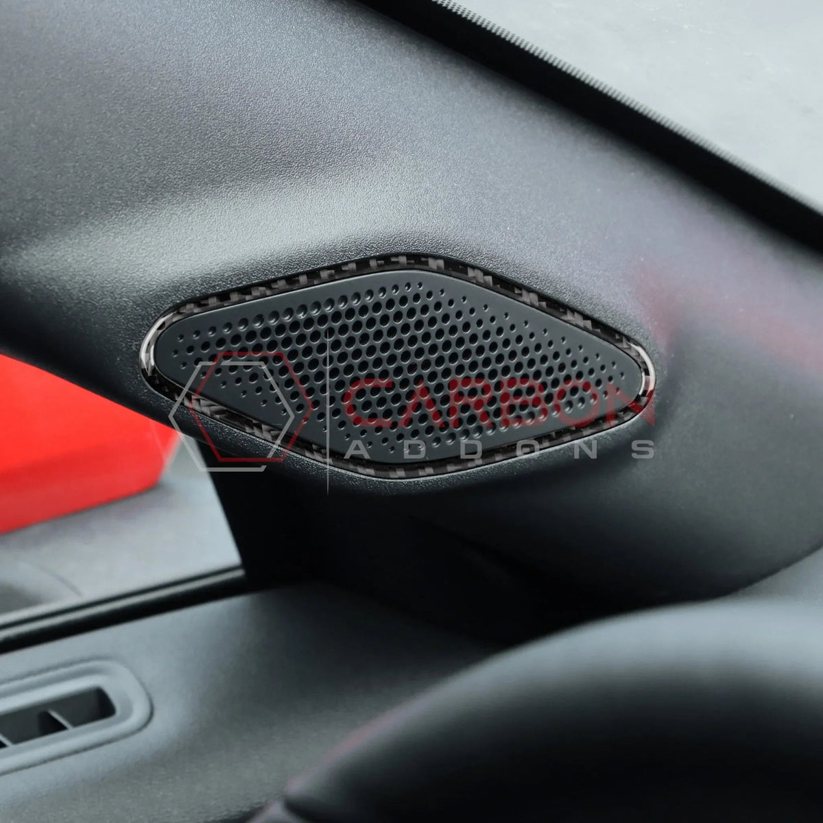Real Carbon Fiber A-Pillar Speaker Trim Overlays for 2024+ Ford Mustang