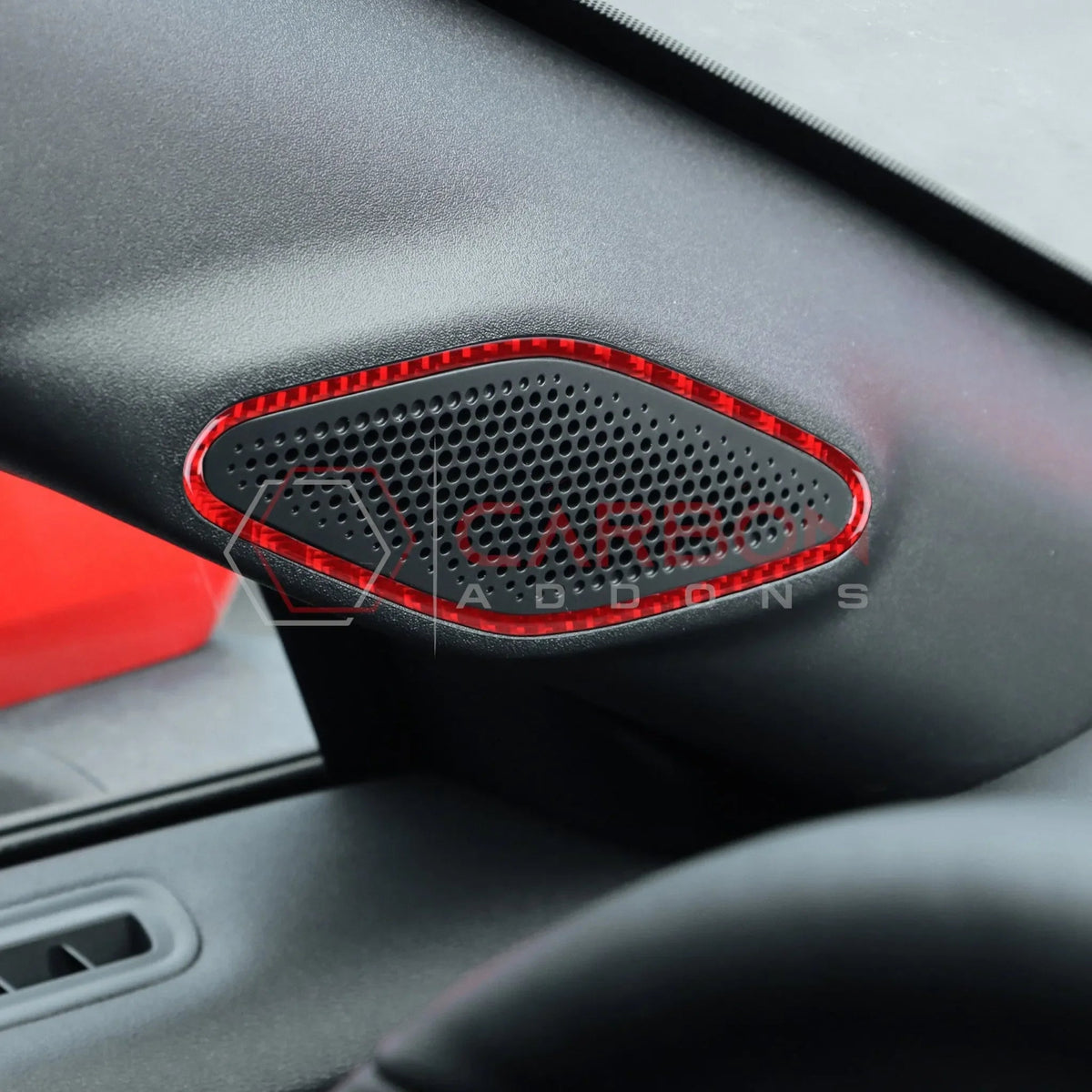 Real Carbon Fiber A-Pillar Speaker Trim Overlays for 2024+ Ford Mustang