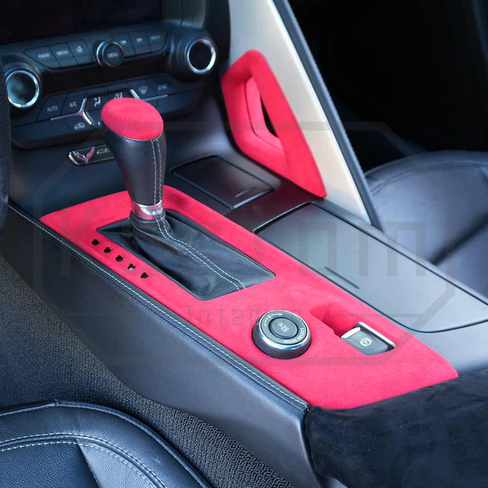 Corvette C7 Suede Leather Center Console Shifter Trim & Shift Knob Head Cover