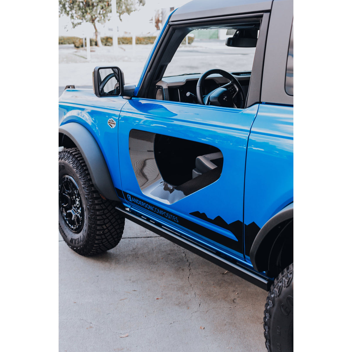 Fiberglass halo doors with carbon fiber inserts for 2021-2026 Ford Bronco 2DR