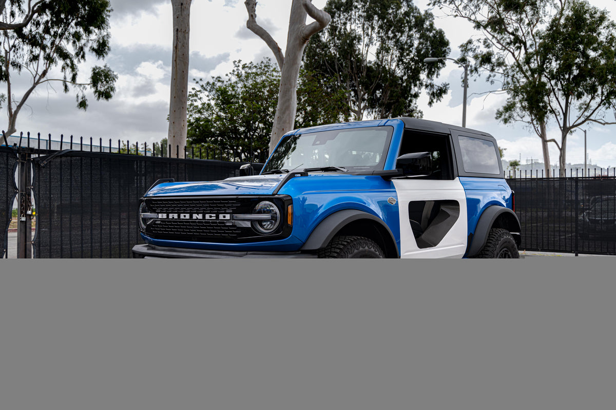 Fiberglass halo doors with carbon fiber inserts for 2021-2026 Ford Bronco 2DR