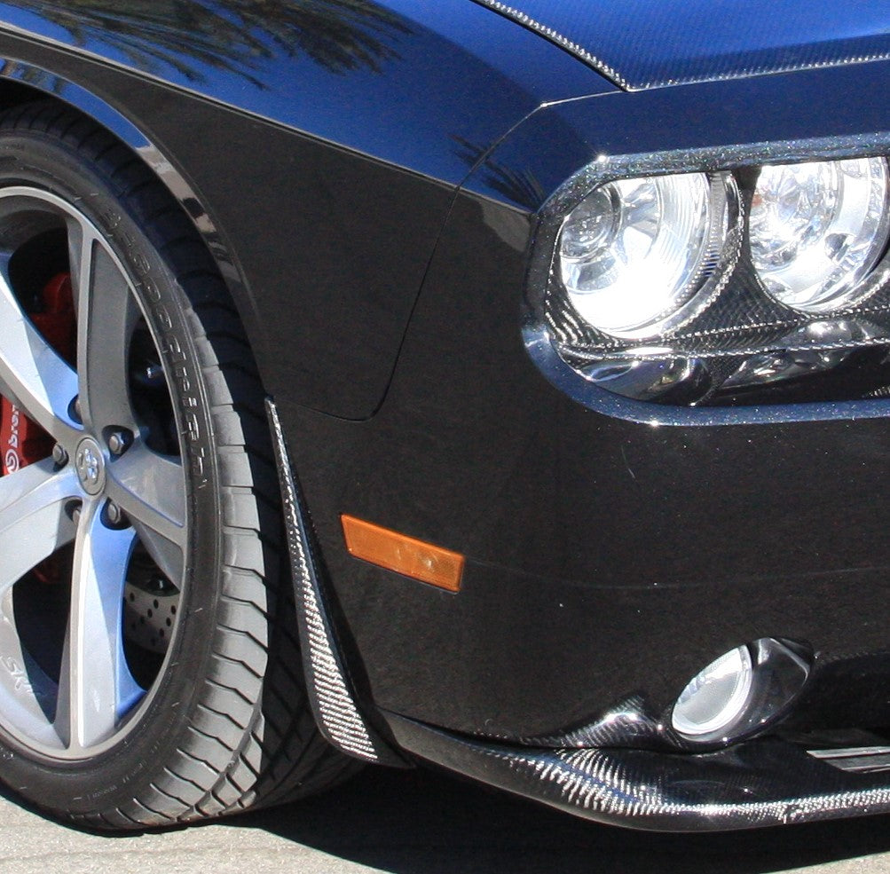 Carbon fiber front bumper canards for 2008-2014 Dodge Challenger