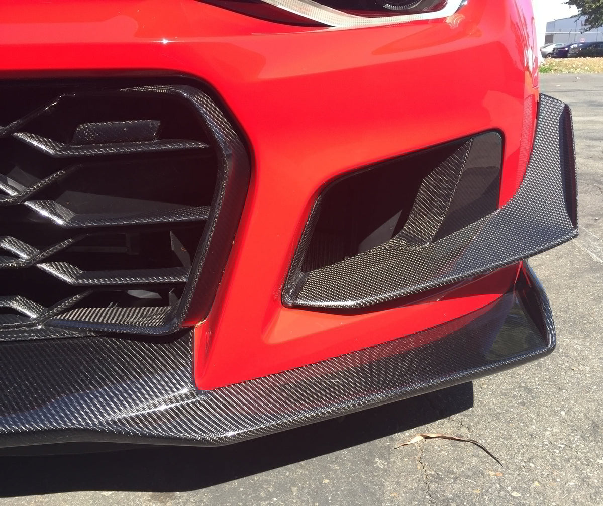 Type-LE carbon fiber front bumper canards for 2017-2024 Chevrolet Camaro ZL1 1LE