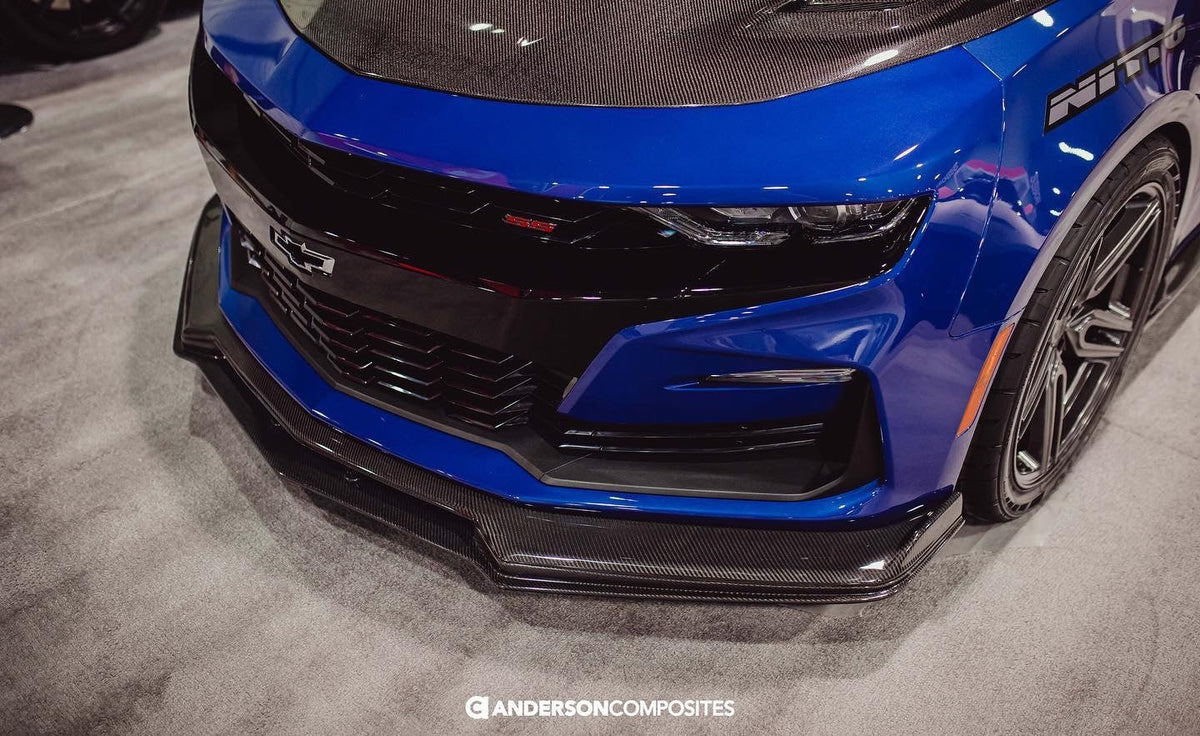 Type-OE carbon fiber front chin spoiler for 2019-2023 Chevrolet Camaro SS (upper)