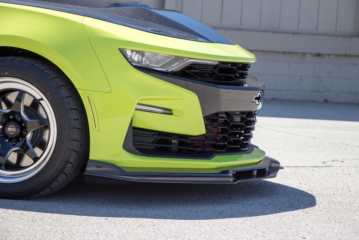 Type-SS carbon fiber front chin spoiler for 2019-2023 Chevrolet Camaro SS (lower) -attaches to AC-FL19CHCAMSS-OE