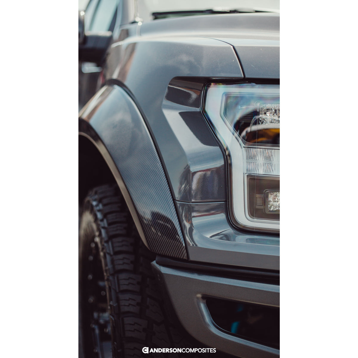 Carbon fiber wide front fender flares for 2017-2020 Ford Raptor