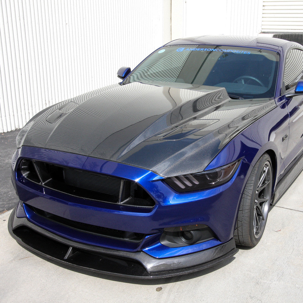 Type-CJ double sided carbon fiber cowl hood for 2015-2017 Ford Mustang