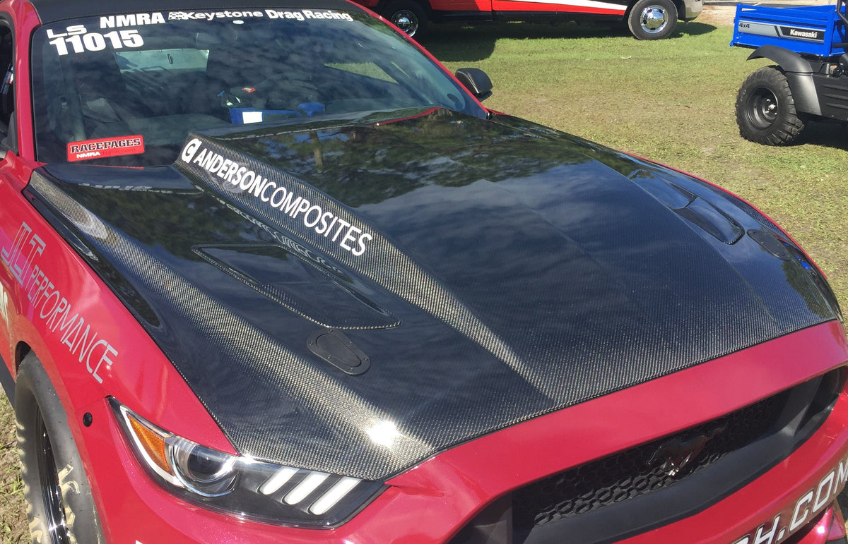 Type-CJ double sided carbon fiber cowl hood for 2015-2017 Ford Mustang