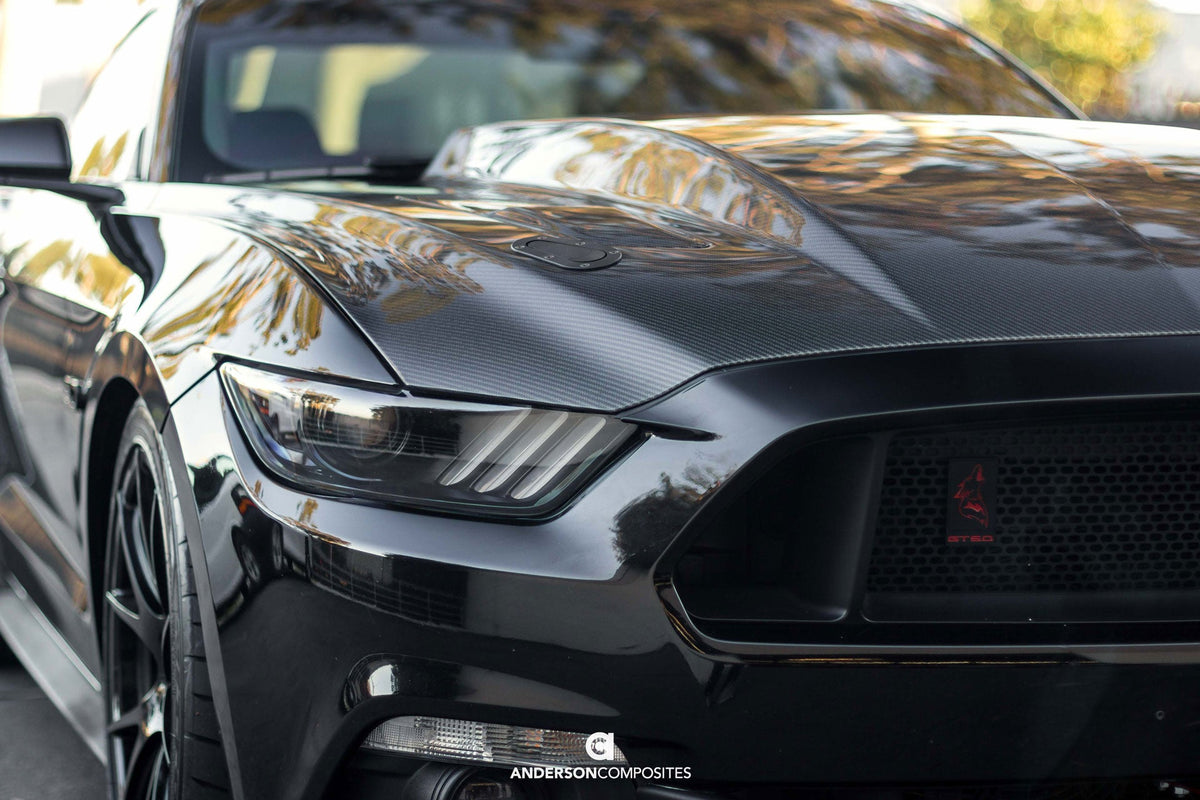 Type-CJ double sided carbon fiber cowl hood for 2015-2017 Ford Mustang